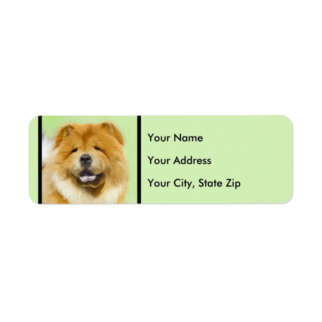 Chow Chow Painting - Cute Original Hund Art Returadress Etikett (Framsidan)