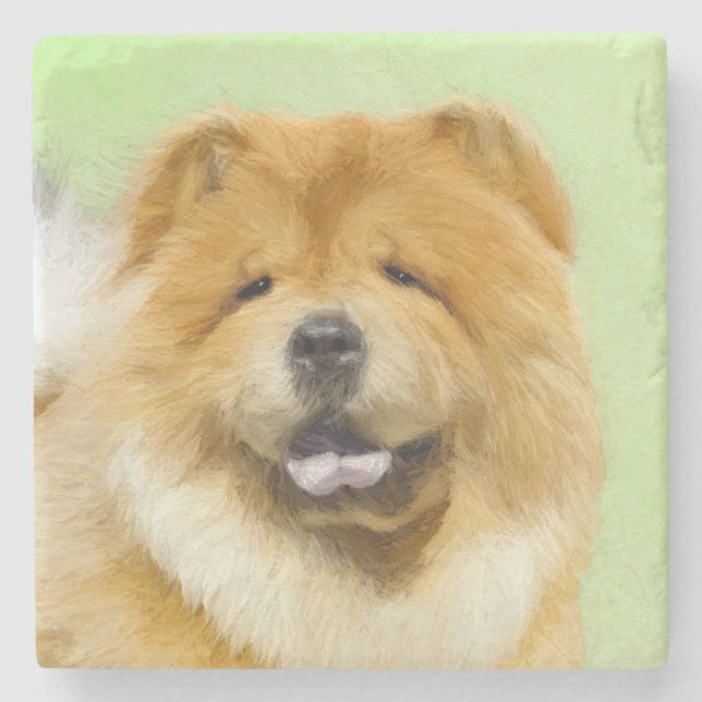 Chow Chow Painting - Cute Original Hund Art Stenunderlägg (Framsidan)