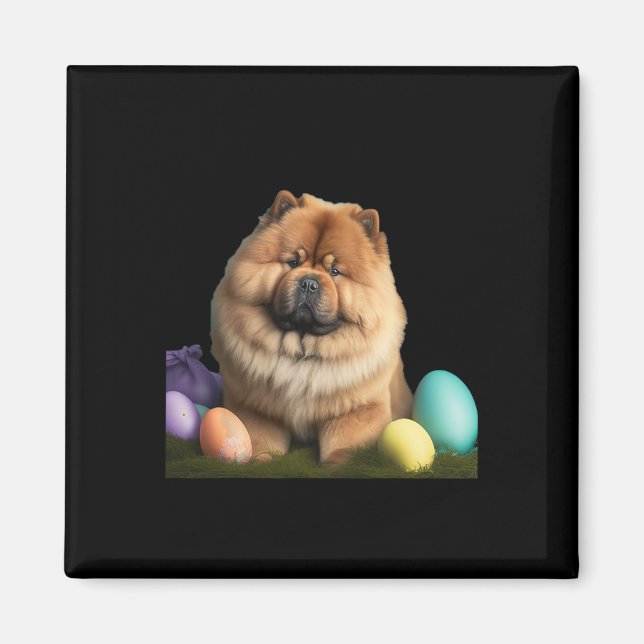 Chow Chow Påsk Rolig hund Påsk Day Costume Magnet (Framsidan)