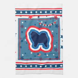 Chow Chow Patriotic Red White och Blue 4 juli Kökshandduk