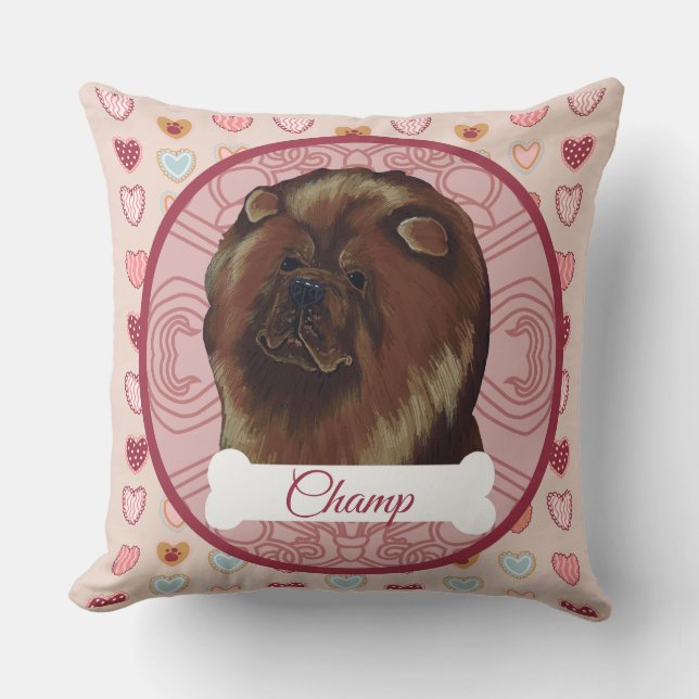 Chow Chow Personalize Valentine Pillow Kudde (Framsida)