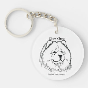 Chow Chow Porträtt Black Line Illustration