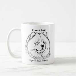 Chow Chow Porträtt Black Line Illustration Kaffemugg