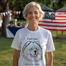 Chow Chow Porträtt Black Line Illustration