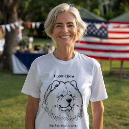 Chow Chow Porträtt Black Line Illustration T Shirt