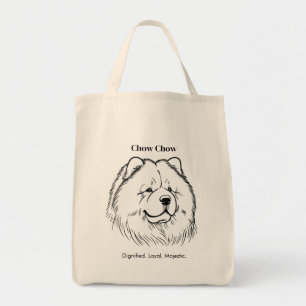 Chow Chow Porträtt Black Line Illustration Tygkasse
