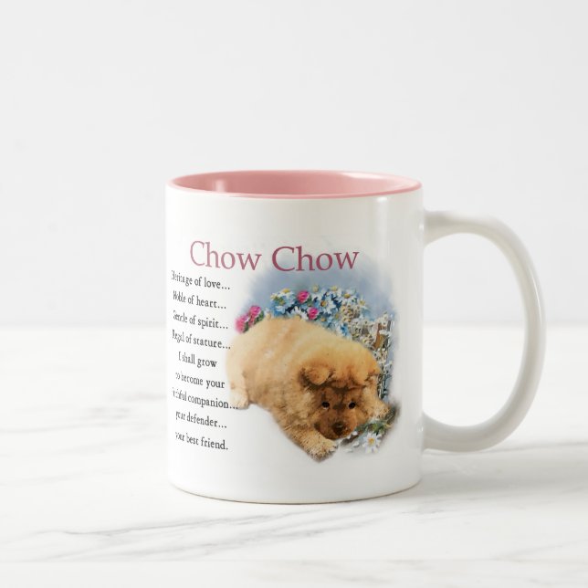 Chow Chow Puppy Art Gifts Två-Tonad Mugg (Höger)