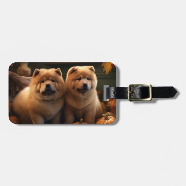 Chow Chow Puppy Autumn Delight Pumpkin Bagagebricka (Horisontell Framsida)