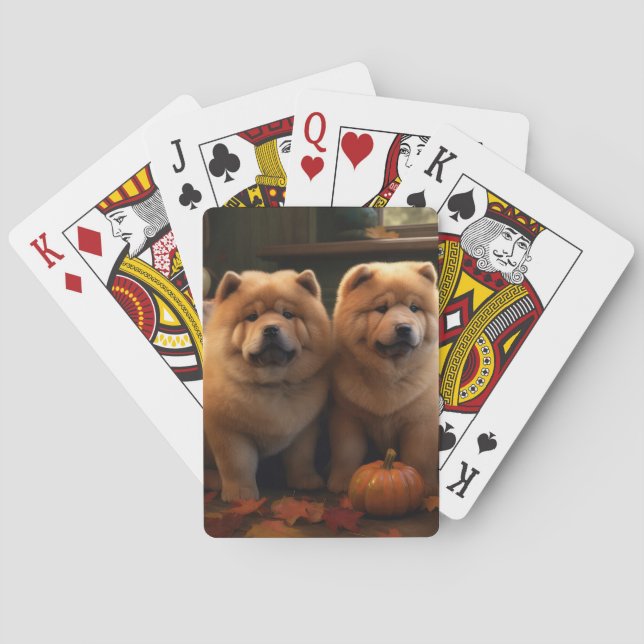 Chow Chow Puppy Autumn Delight Pumpkin Casinokort (Baksidan)