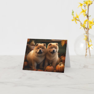 Chow Chow Puppy Autumn Delight Pumpkin Kort