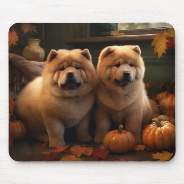Chow Chow Puppy Autumn Delight Pumpkin Musmatta (Framsidan)