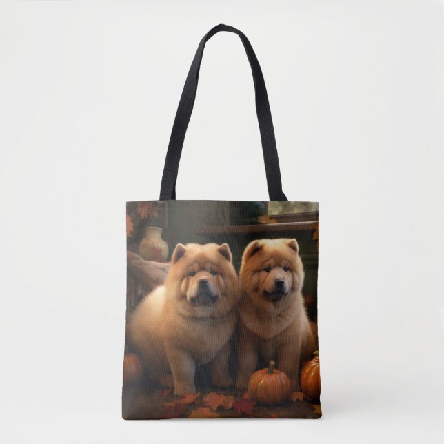Chow Chow Puppy Autumn Delight Pumpkin Tygkasse (Framsida)