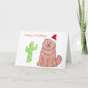 Chow Chow Red Cactus jul Helgkort