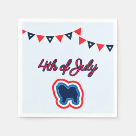 Chow Chow Red White and Blue 4:e juli Pappersservett