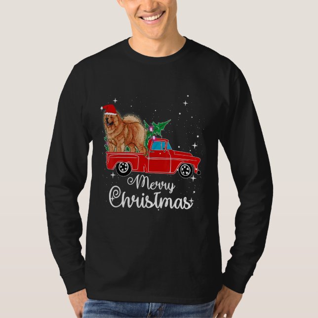 Chow Chow Ride Red Lastbil jul T Shirt (Framsida)