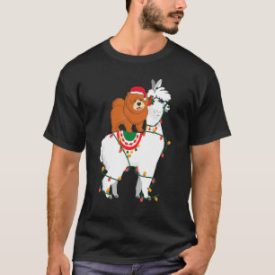 Chow Chow Riding Llama Ljus Santa Paj T Shirt