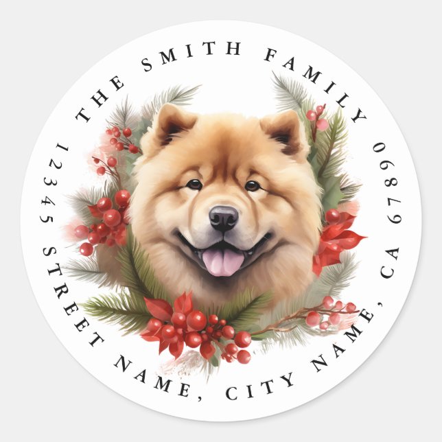 Chow Chow Round Stickers Runt Klistermärke (Framsida)