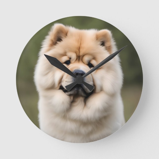 Chow Chow Rund Klocka (Framsida)