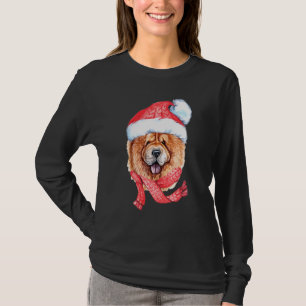 Chow Chow Santa Hat Red Scarf Cute Hund jul T Shirt
