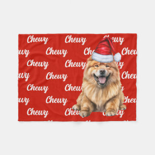 Chow Chow Santa Hund med anpassat namn jul Fleecefilt