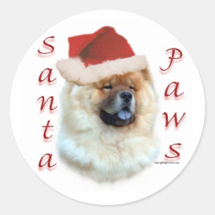 Chow Chow Santa Tassar Runt Klistermärke