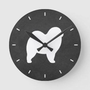 Chow Chow Silhouette Rund Klocka