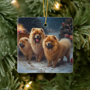 Chow Chow Snöig Släd Jul Dekoration