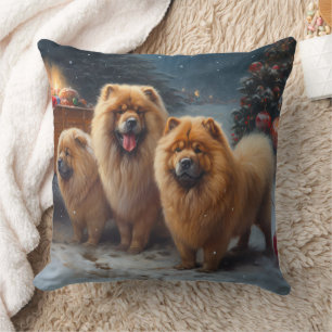 Chow Chow Snöig Släd Jul Dekoration Kudde