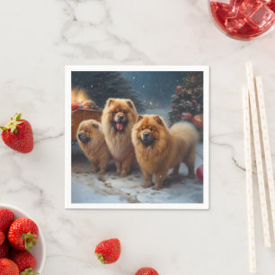 Chow Chow Snöig Släd Jul Dekoration Pappersservett