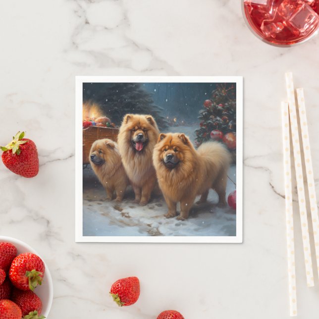 Chow Chow Snöig Släd Jul Dekoration Pappersservett (Insitu)