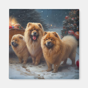 Chow Chow Snöig Släde Jul Dekoration Magnet