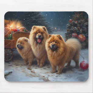 Chow Chow Snöig släde juldekoration Musmatta