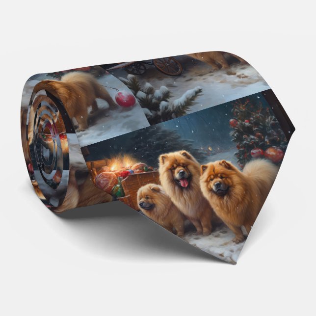 Chow Chow Snöig släde juldekoration Slips (Rullad)