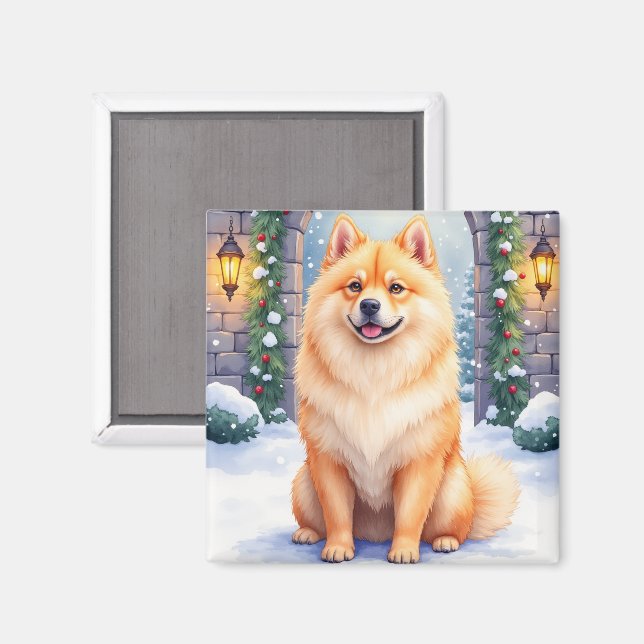 Chow Chow Snöig Stenhage Julkonst Magnet (Front/Back)