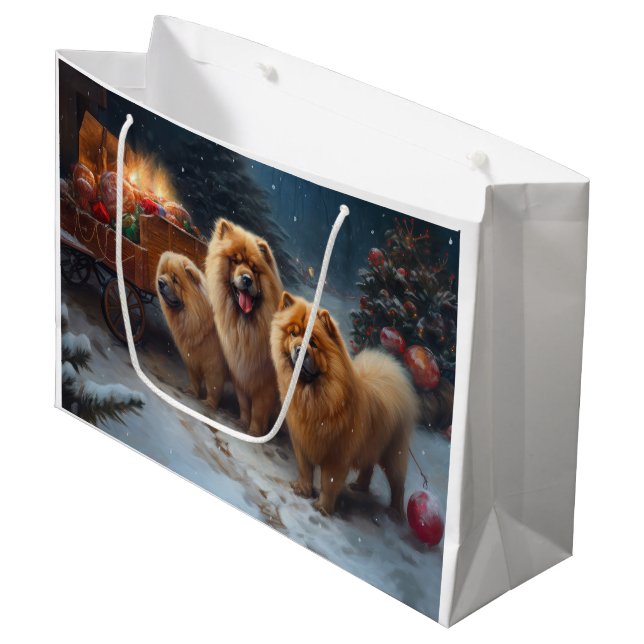 Chow Chow Snowy Sleigh-juldekretet (Framsidan Vinklad)
