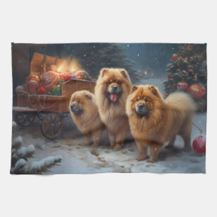 Chow Chow Snowy Sleigh-juldekretet Kökshandduk