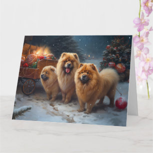 Chow Chow Snowy Sleigh-juldekretet Kort