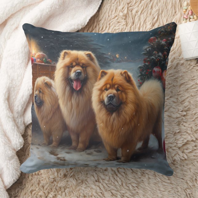 Chow Chow Snowy Sleigh-juldekretet Kudde (Filt)