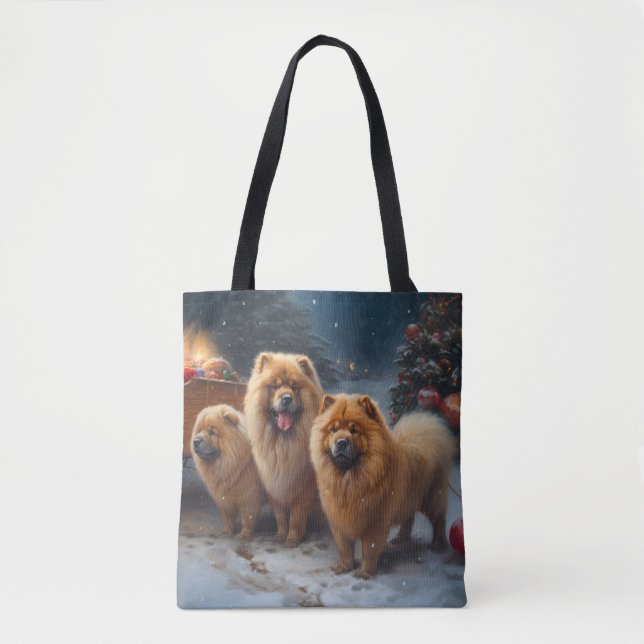 Chow Chow Snowy Sleigh-juldekretet Tygkasse (Framsida)