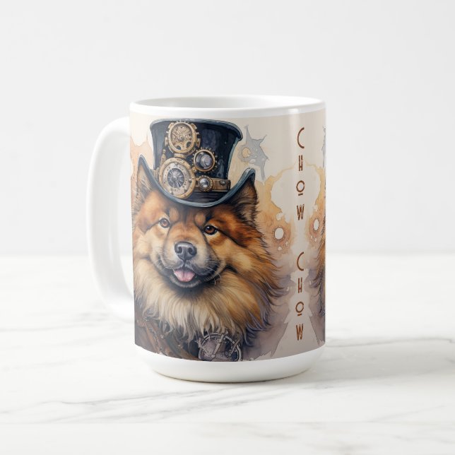 Chow Chow Steampunk Hund Kaffemugg (Framsida vänster)