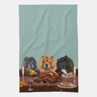 Chow Chow Thanksgiving Middag Kitchen Towel Kökshandduk