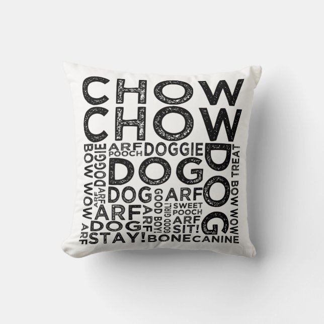 Chow Chow Typography Kudde (Framsida)