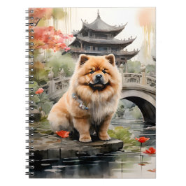 Chow Chow Utforskar en Kinesisk Trädgård Anteckningsbok