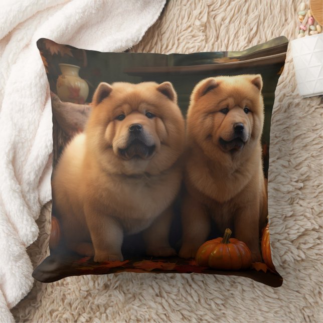 Chow Chow Valp Höstglädje Pumpa Kudde (Filt)