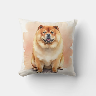 Chow Chow Vattenfärg Molnskikt Konst Kudde