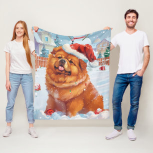 Chow Chow Winter Wonderland jul Joy Fleecefilt