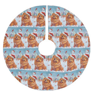 Chow Chow Winter Wonderland jul Joy Julgransmatta Borstad Polyester