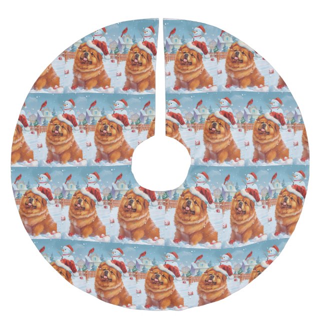 Chow Chow Winter Wonderland jul Joy Julgransmatta Borstad Polyester (Framsidan)