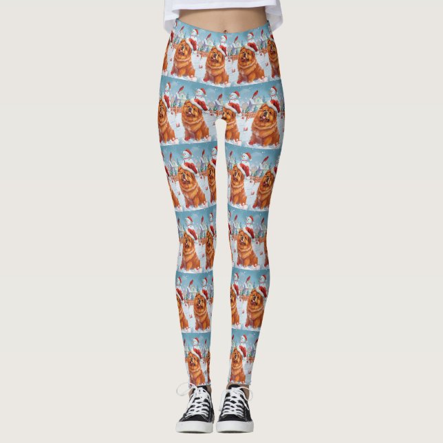 Chow Chow Winter Wonderland jul Joy Leggings (Framsida)