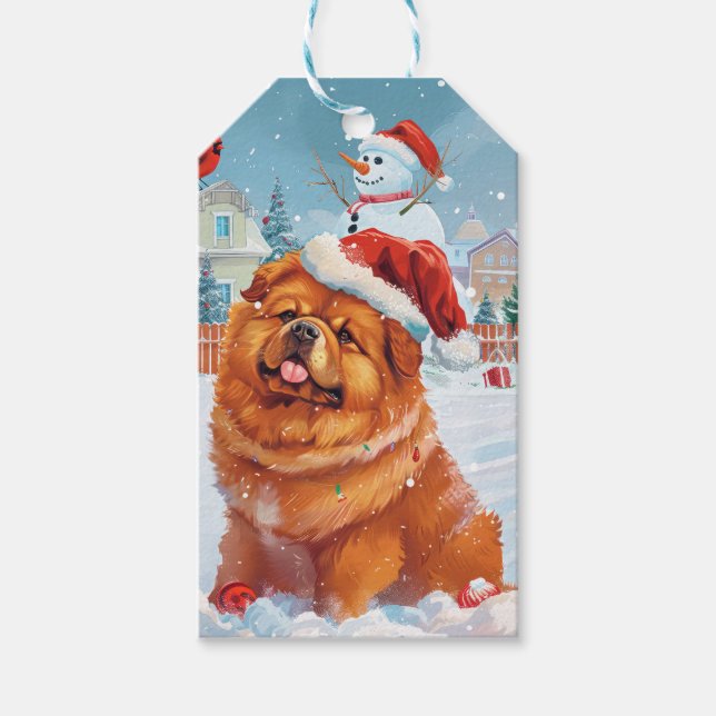 Chow Chow Winter Wonderland jul Joy Presentetikett (Framsidan)
